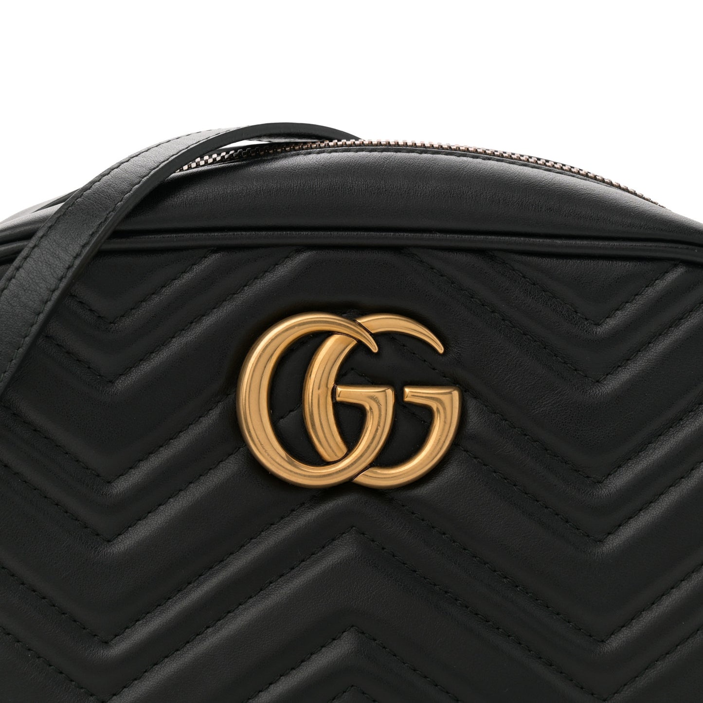 Calfskin Matelasse Small GG Marmont Chain Shoulder Bag Black