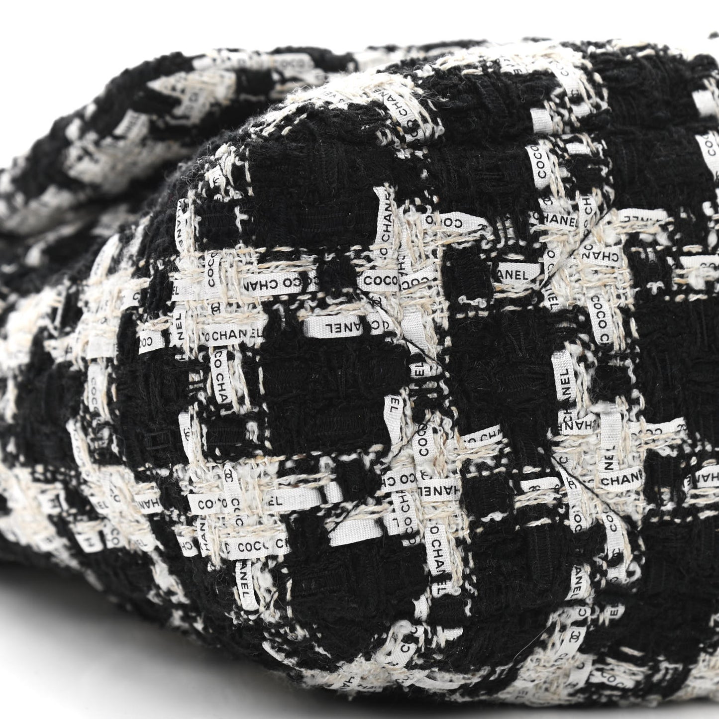 Tweed Quilted Large Chanel 19 Flap Black Ecru White