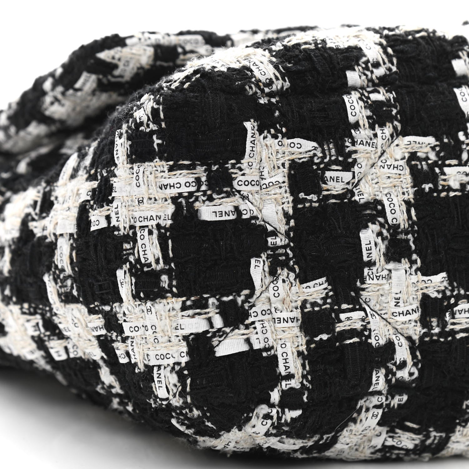 Chanel Tweed Quilted Large Chanel 19 Flap Black Ecru White 9 of 11