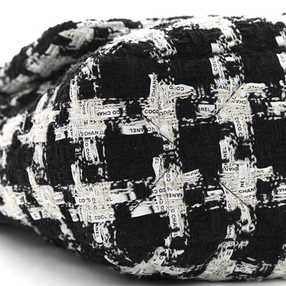 Chanel Tweed Quilted Large Chanel 19 Flap Black Ecru White 9 of 11