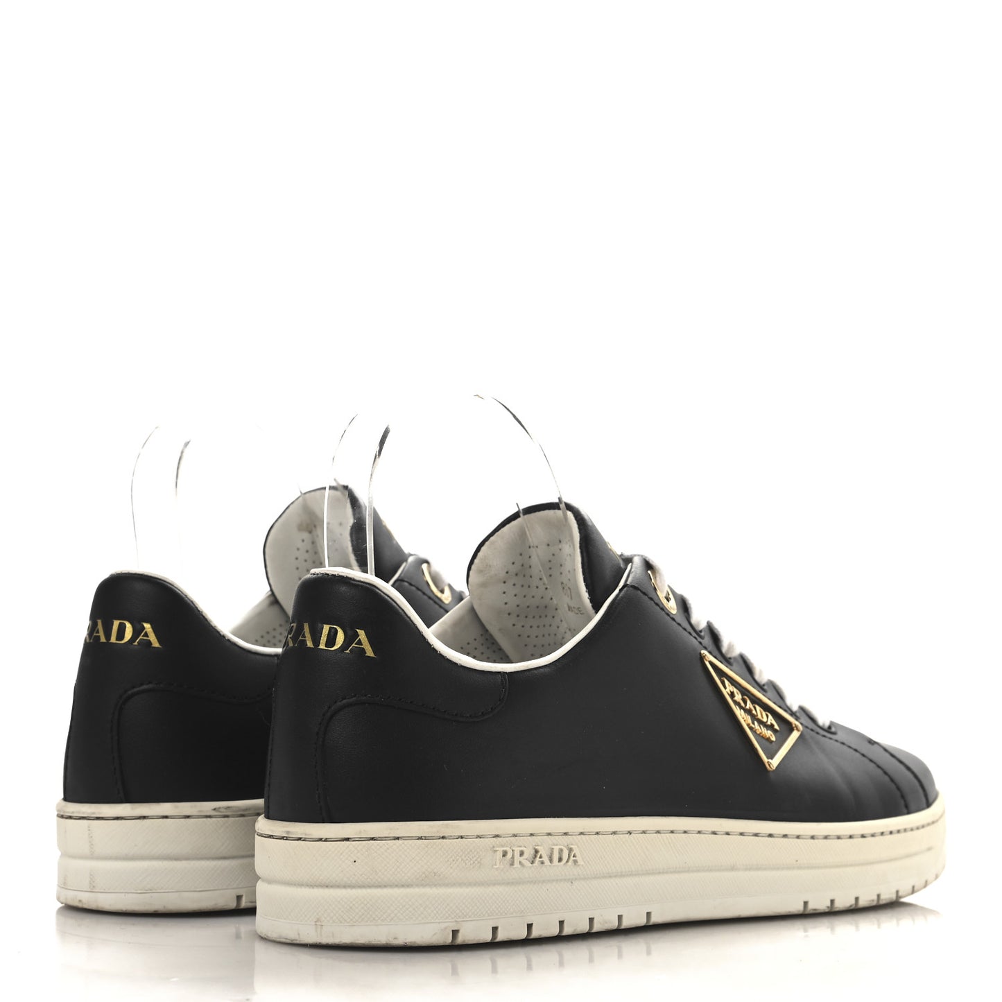 Vitello Soft Triangle Womens Edge Low Top 30mm Sneakers 40 Black White