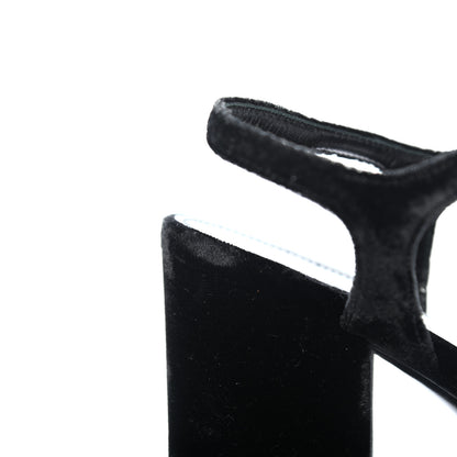 Saint Laurent Crushed Velvet Farrah Platform Sandals 36.5 Black 10 of 11