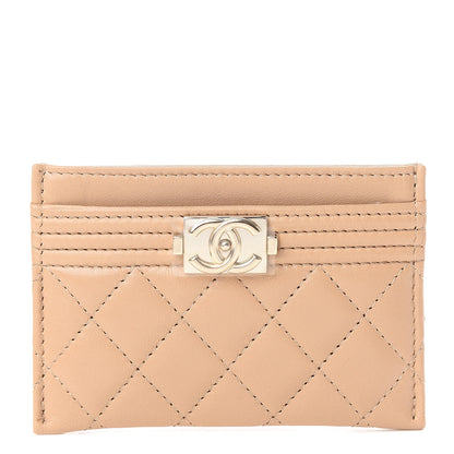 Chanel Lambskin Quilted Boy Card Holder Beige 1 of 8