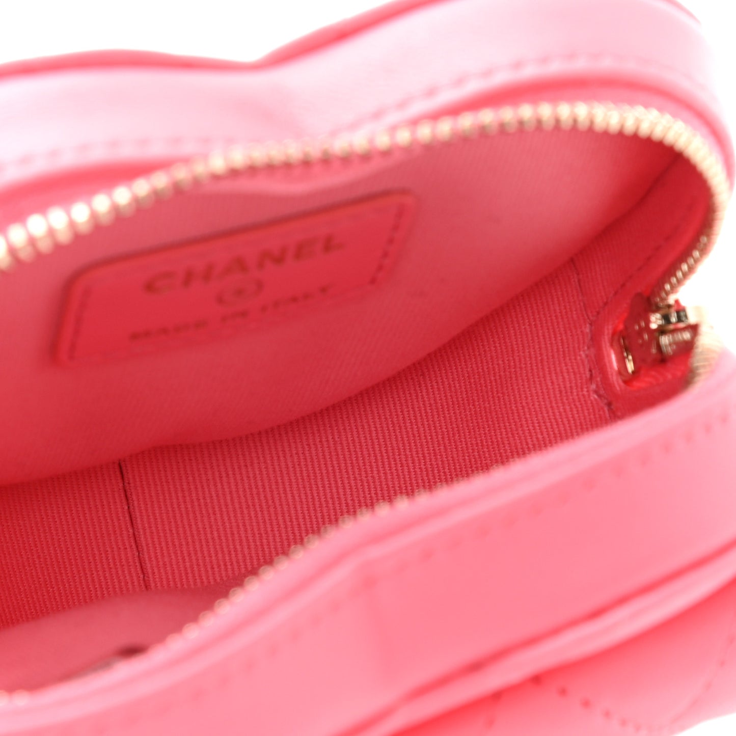 Lambskin Quilted CC In Love Heart Waist Belt Bag With Chain Pink