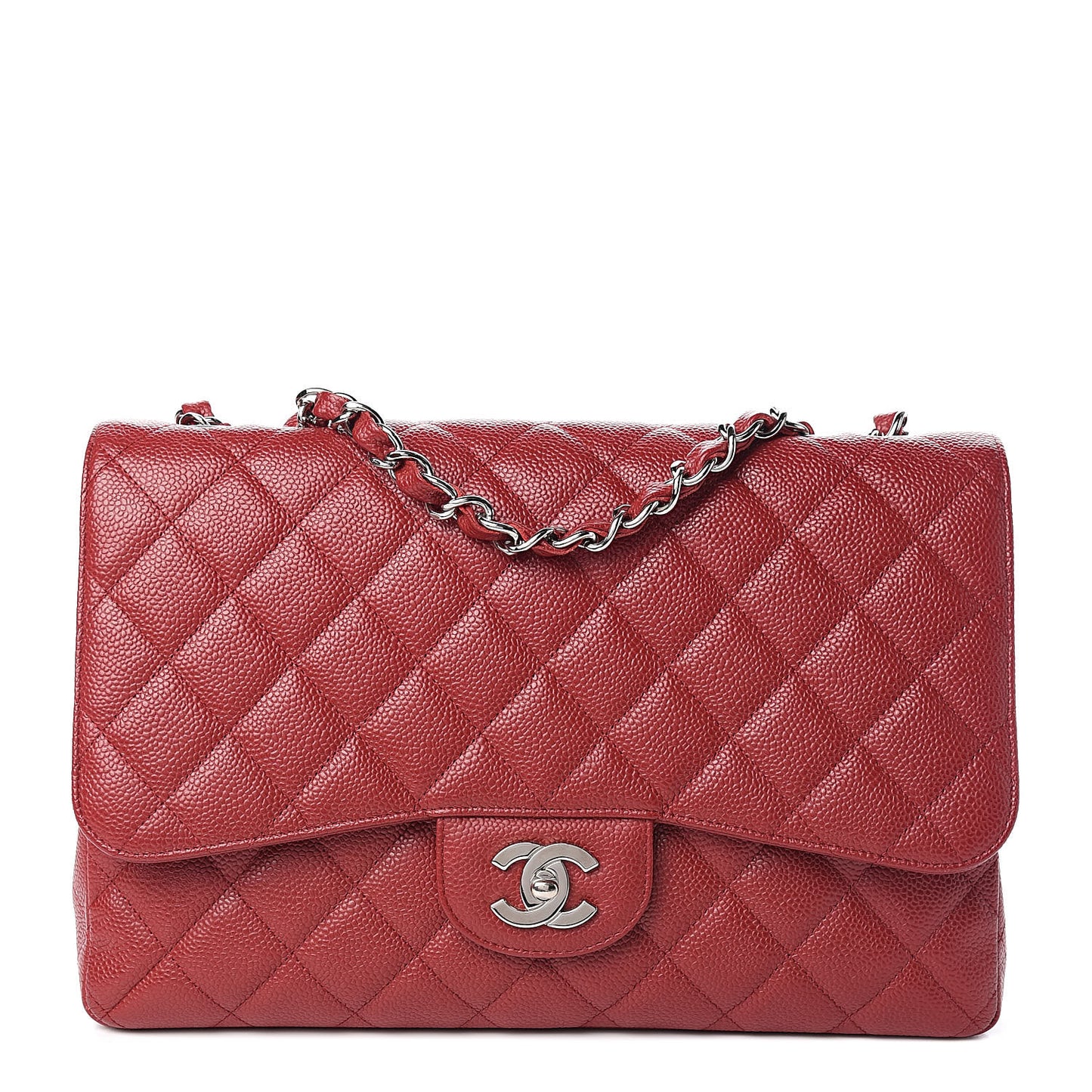 Caviar Quilted Jumbo Single Flap Red