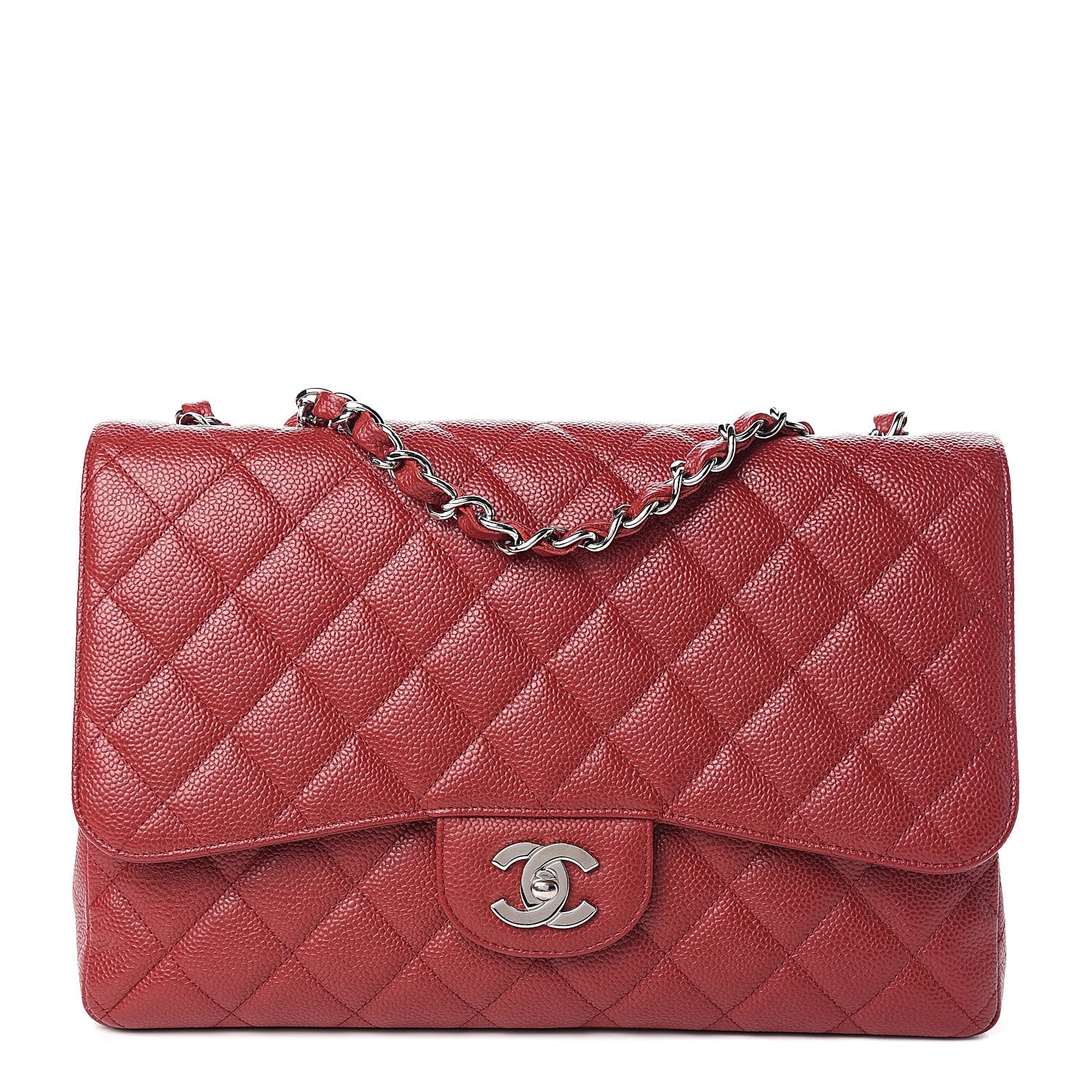 Chanel Caviar Quilted Jumbo Single Flap Red 1 of 10