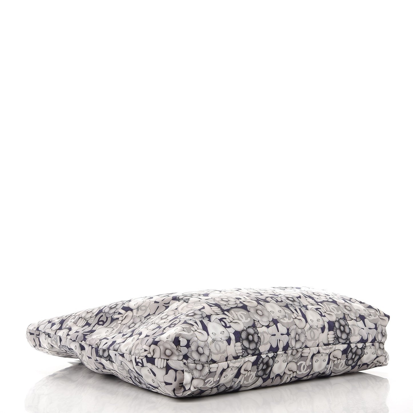 Nylon Cat Emoticon Tote Navy Silver