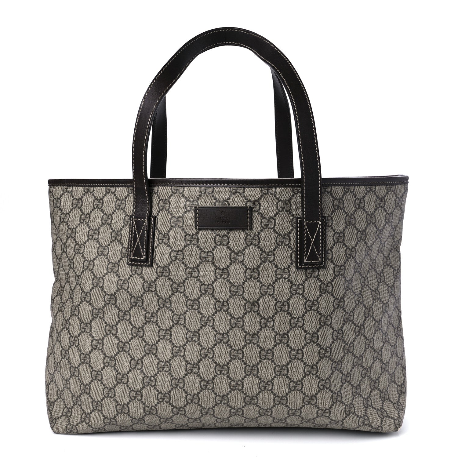 Gucci GG Supreme Monogram Medium Zippered Shopping Tote Dark Brown 1 of 10