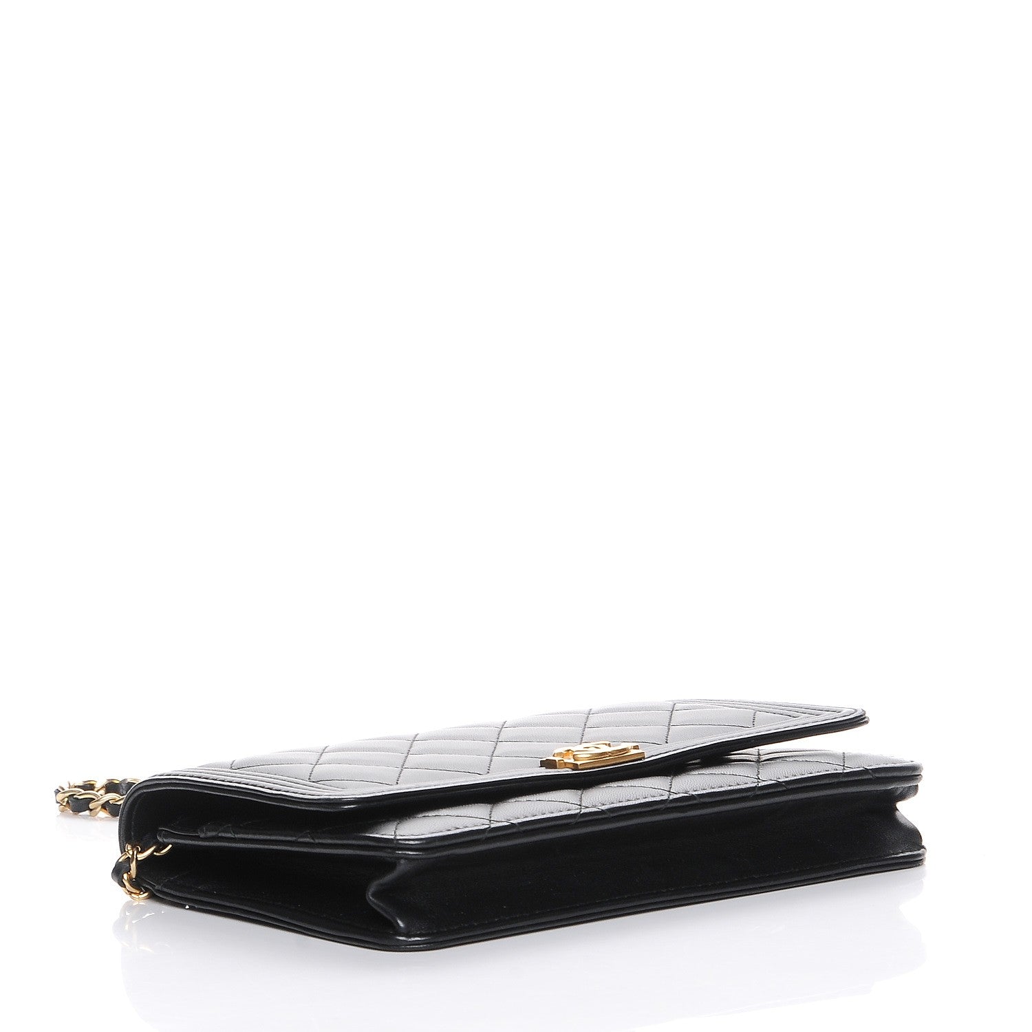 Chanel Lambskin Quilted Boy Wallet On Chain WOC Black 4 of 9