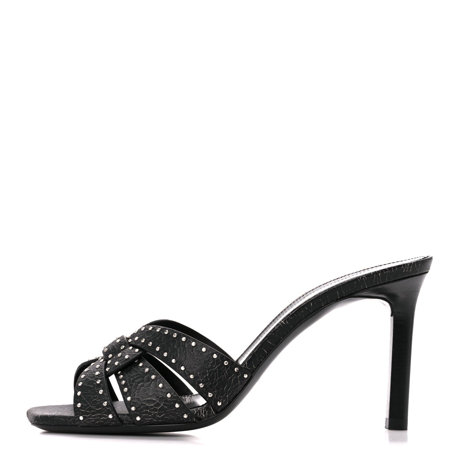 Saint Laurent Smart Crack Studded Tribute Slide 85 Mules 37 Black 1 of 9