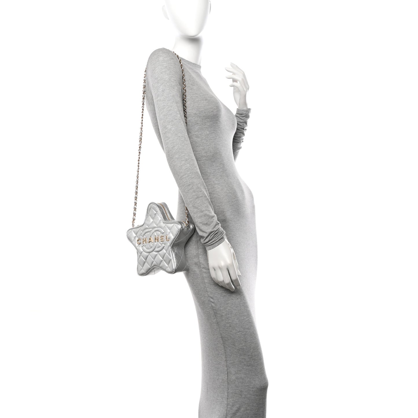 Metallic Lambskin Walk Of Fame Bag Silver
