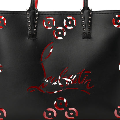 Christian Louboutin Calfskin Loubinthesky Perforated Cabarock Spikes Tote Black 8 of 11