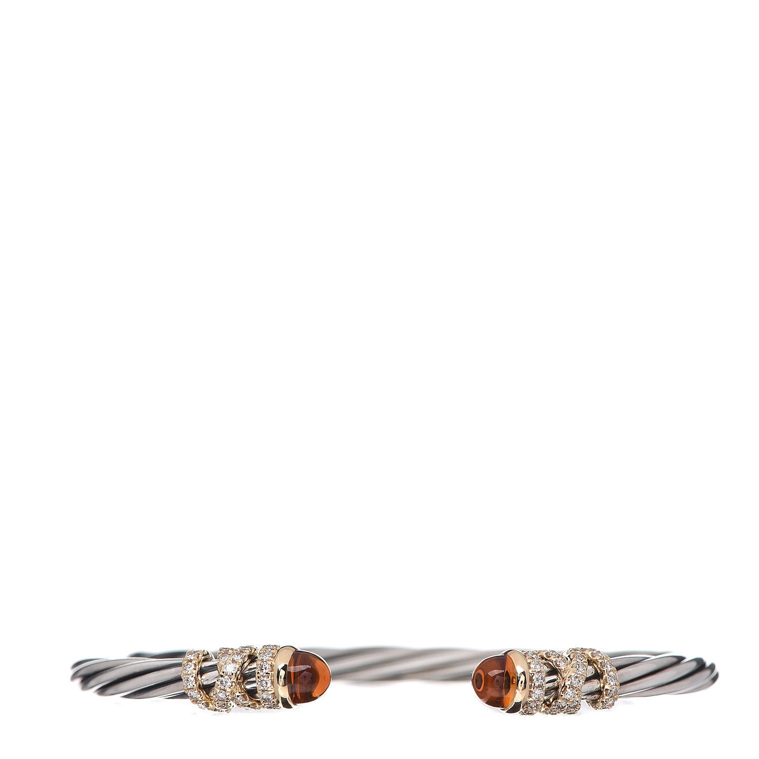 David Yurman Sterling Silver 18K Yellow Gold Diamond Citrine Helena Cuff Bracelet 1 of 3