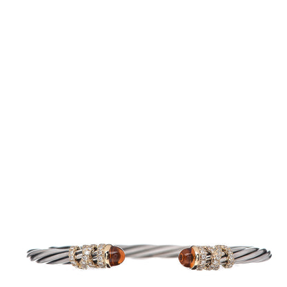 David Yurman Sterling Silver 18K Yellow Gold Diamond Citrine Helena Cuff Bracelet 1 of 3