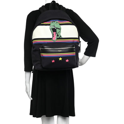 Saint Laurent Nylon Twill Dinosaur Print City Backpack Black Multicolor 2 of 14