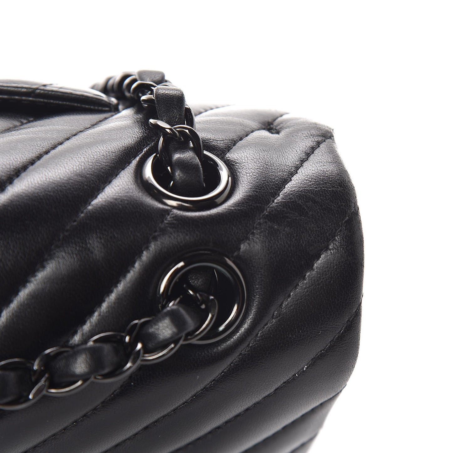 Lambskin Chevron Quilted Medium Double Flap So Black