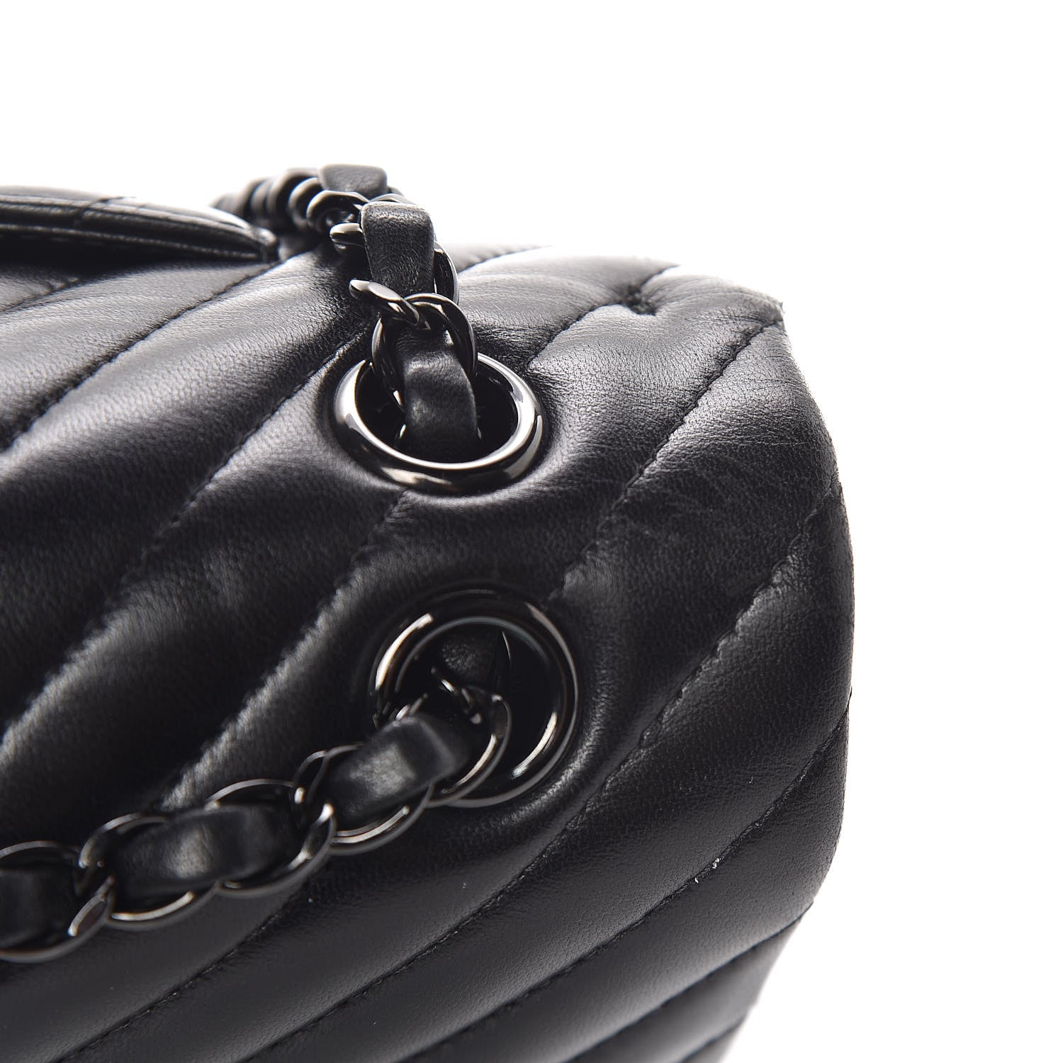Chanel Lambskin Chevron Quilted Medium Double Flap So Black 11 of 21