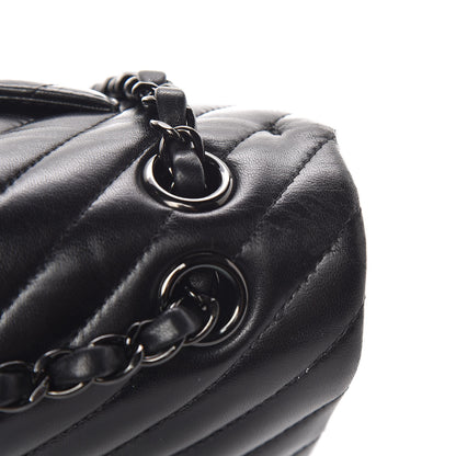 Chanel Lambskin Chevron Quilted Medium Double Flap So Black 11 of 21