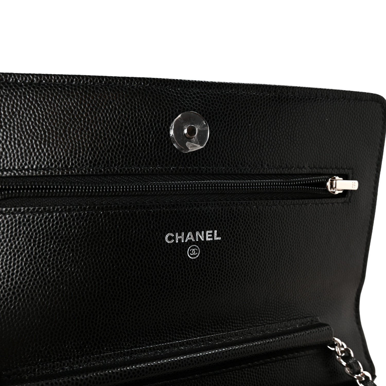 Chanel Caviar Quilted Chanel 19 Wallet On Chain WOC Black White 6 of 12