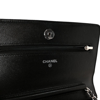 Chanel Caviar Quilted Chanel 19 Wallet On Chain WOC Black White 6 of 12