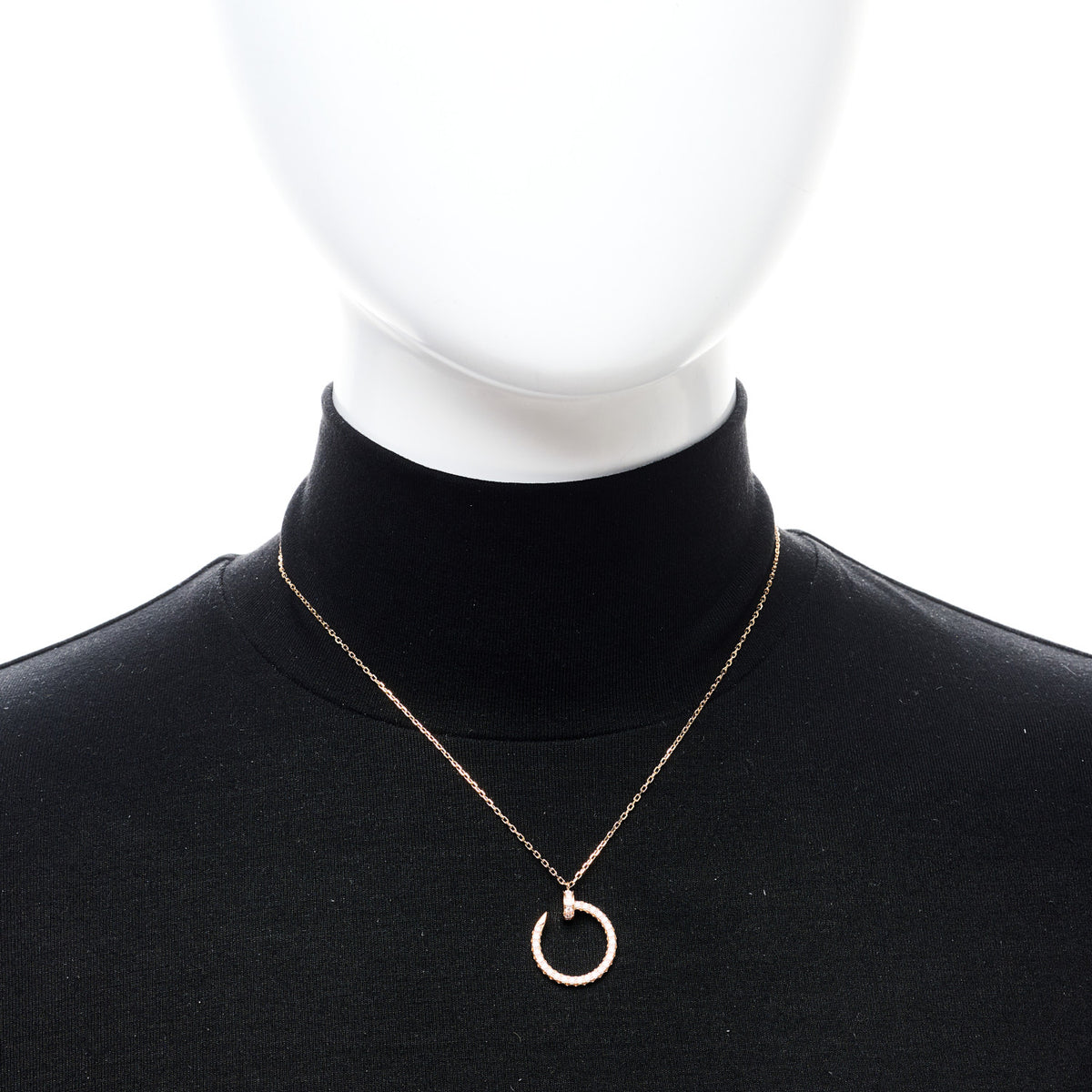 Cartier 18K Pink Gold Diamond Juste Un Clou Paved Pendant Necklace 2 of 7