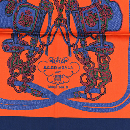 Hermes Silk Brides De Gala Scarf 45 Marine Orange Bleu Jean 2 of 3