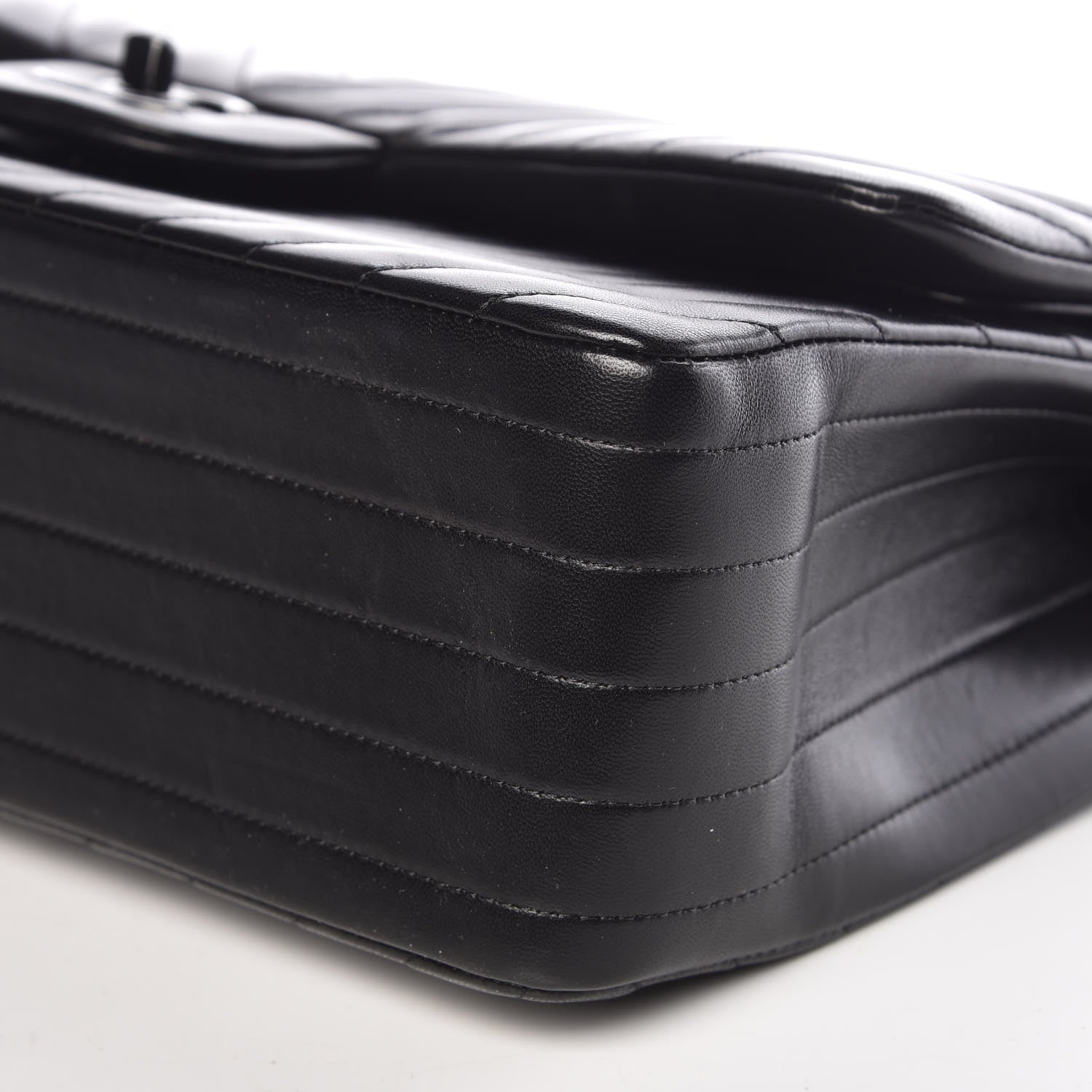 Chanel Lambskin Chevron Quilted Jumbo Double Flap So Black 10 of 10