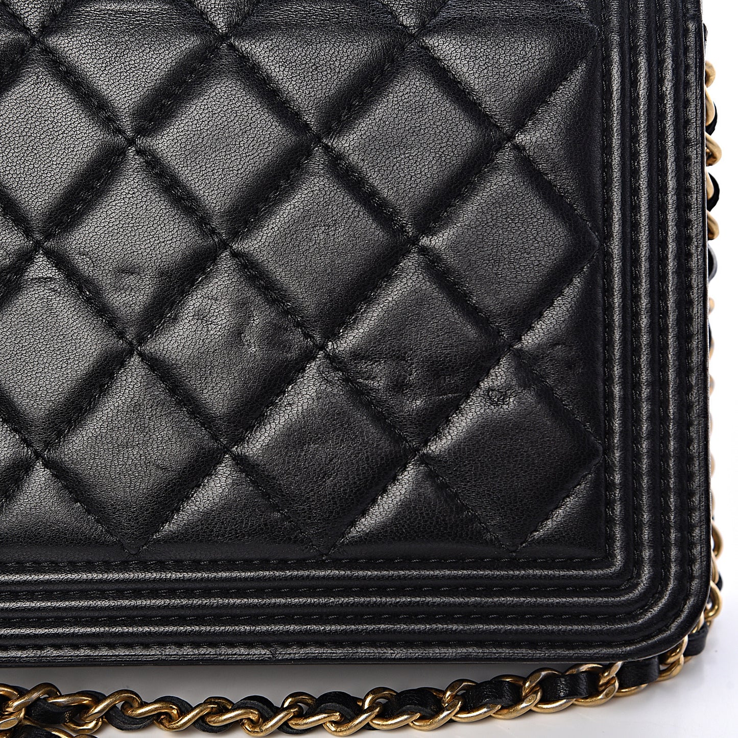 Lambskin Quilted Boy Wallet On Chain WOC Black