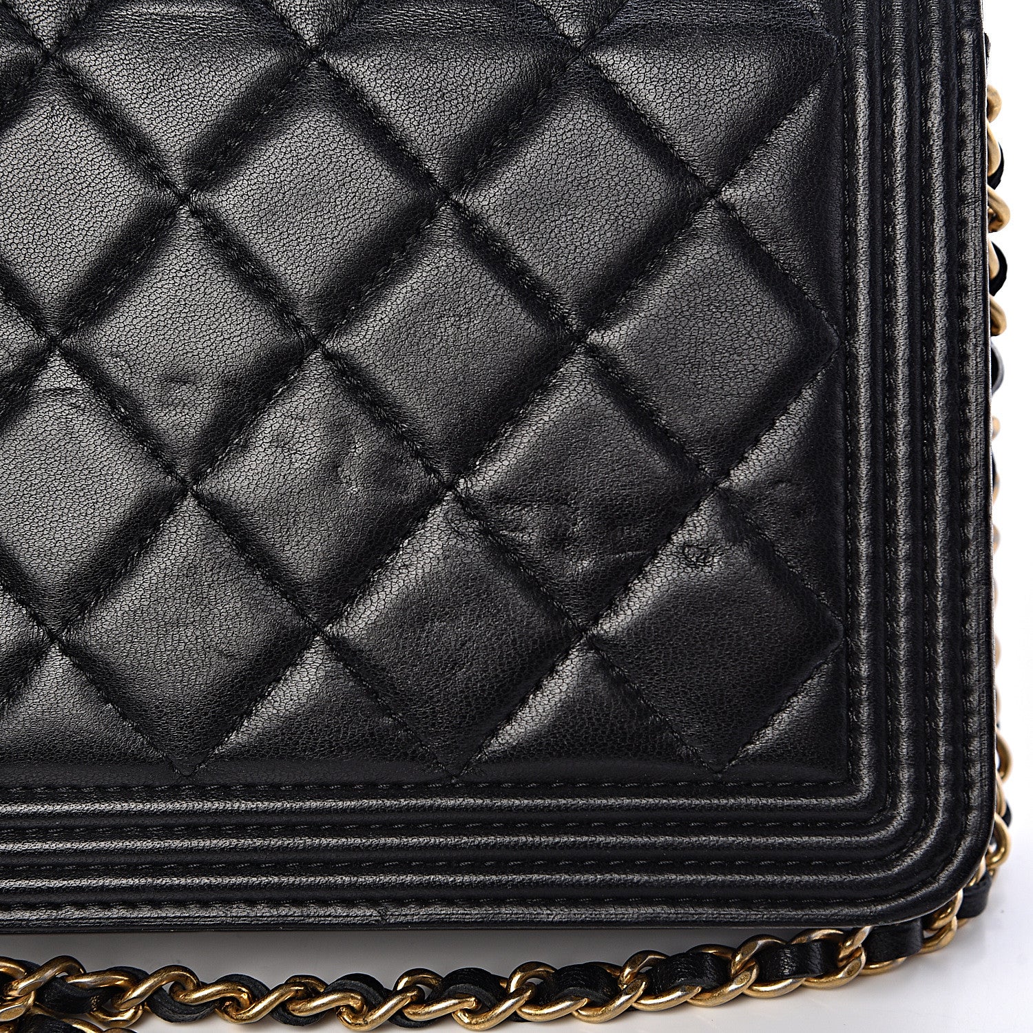 Chanel Lambskin Quilted Boy Wallet On Chain WOC Black 14 of 14