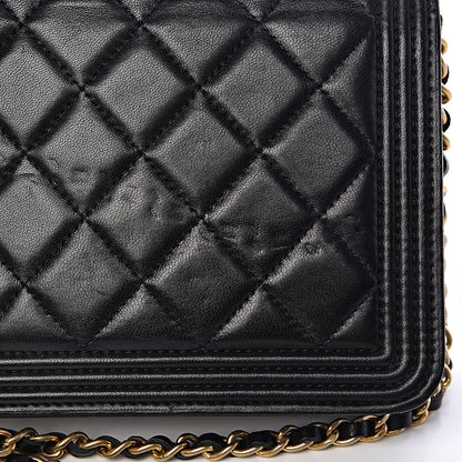 Chanel Lambskin Quilted Boy Wallet On Chain WOC Black 14 of 14