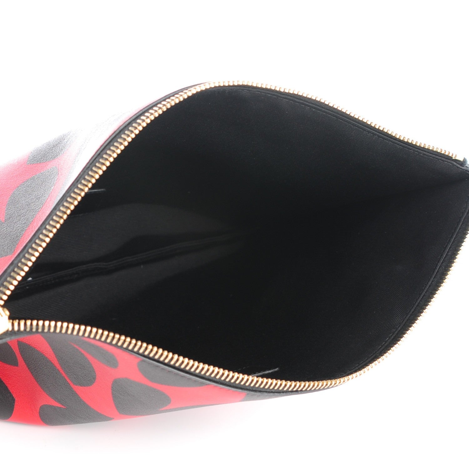 Saint Laurent Calfskin Zipped Heart Clutch Red Black 7 of 7