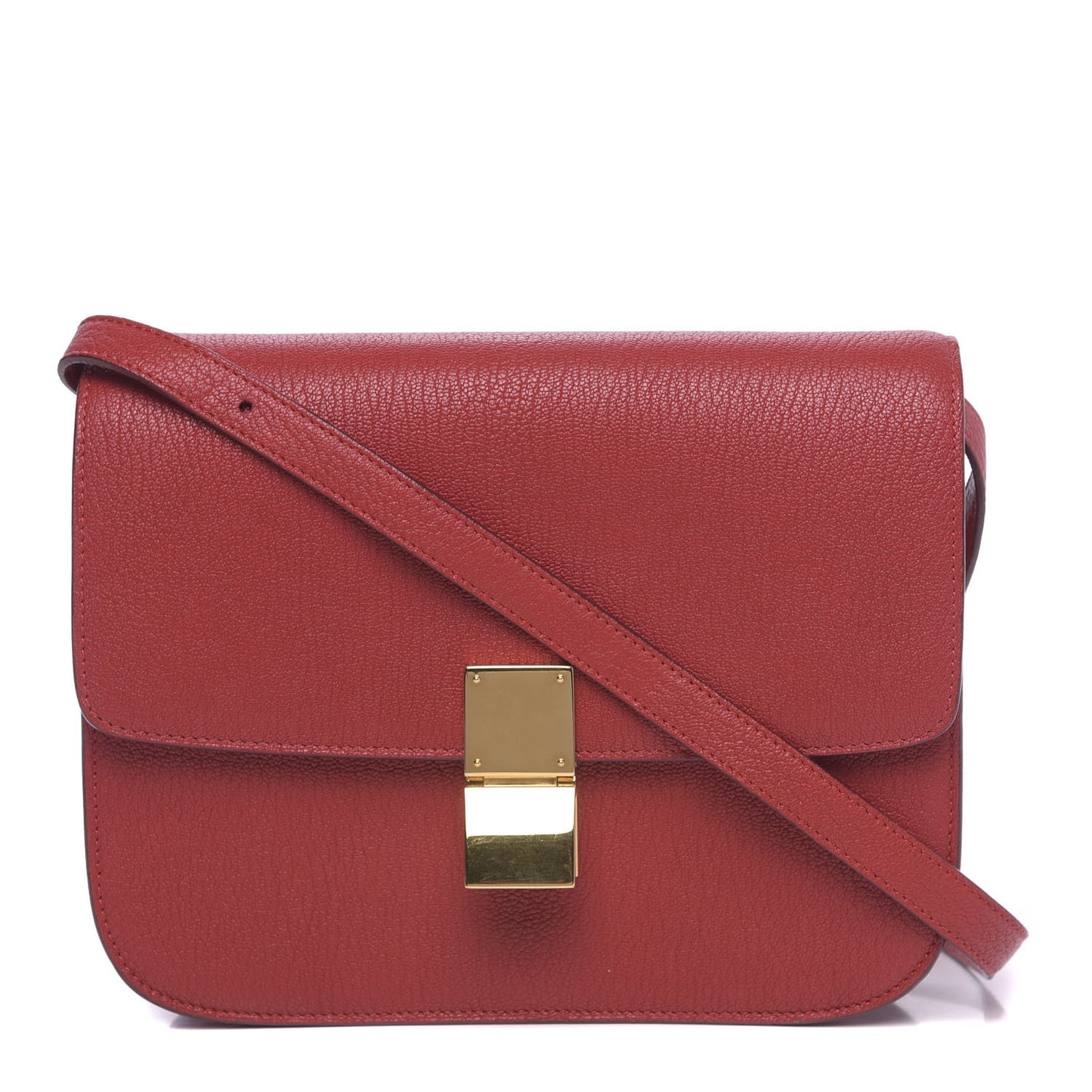 Goatskin Medium Classic Box Flap Bag Carmin