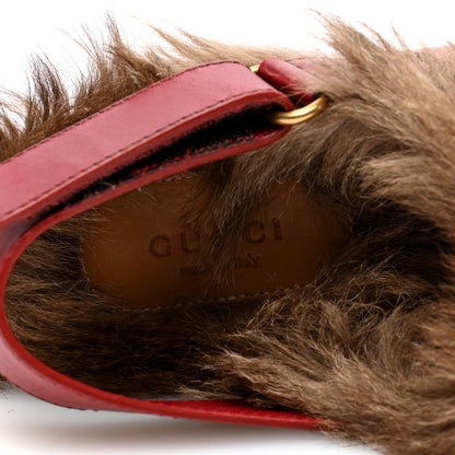 Gucci Calfskin Fur Horsebit Amstel Slingback Clogs 36 Rosso Naturale 7 of 7