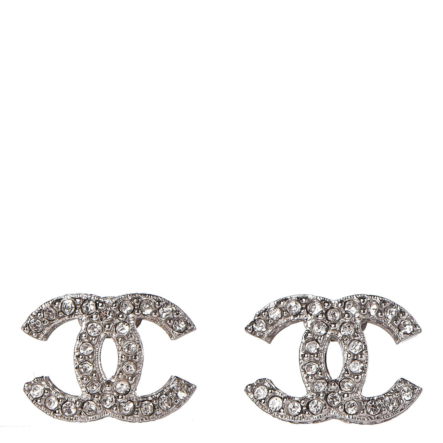 Chanel Crystal CC Earrings Silver 1 of 6