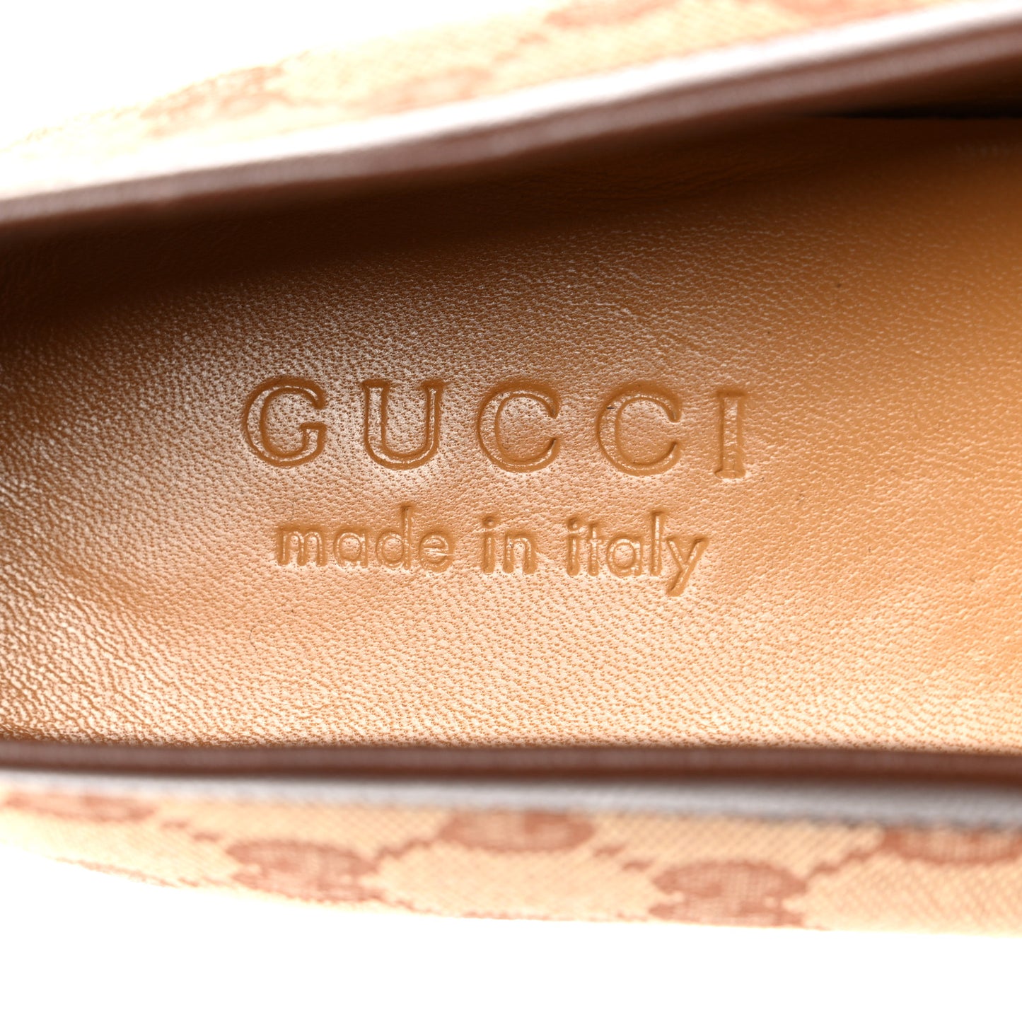 Canvas GG Monogram Horsebit Mens Jordaan Loafers 6.5 Beige Ruggine Light Brown