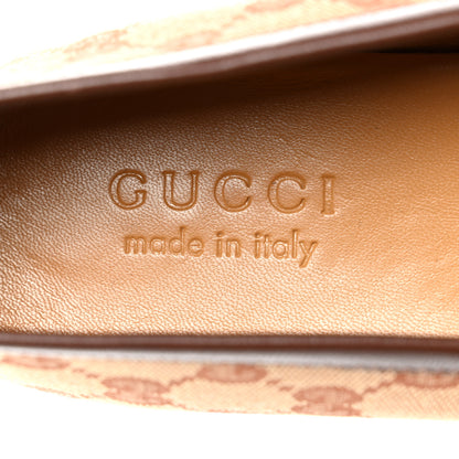Gucci Canvas GG Monogram Horsebit Mens Jordaan Loafers 6.5 Beige Ruggine Light Brown 7 of 9