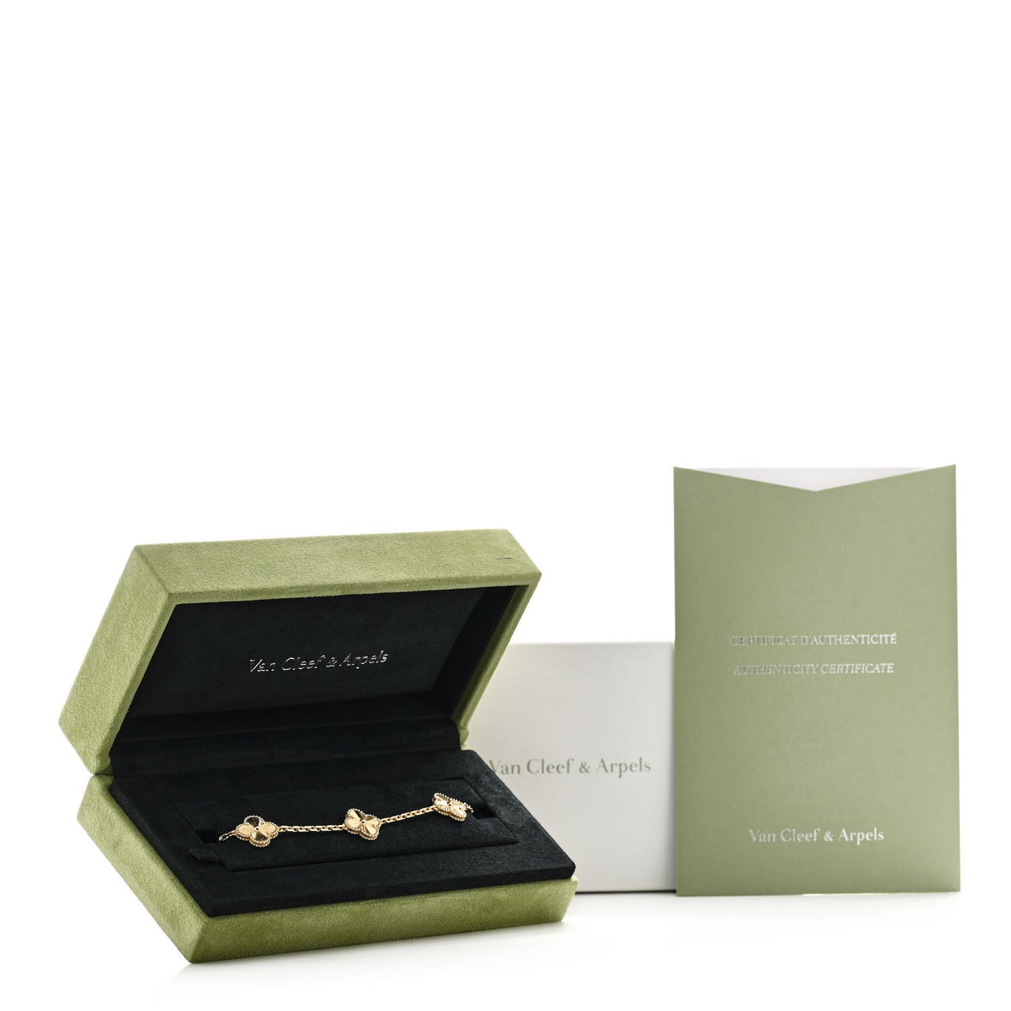 18K Yellow Gold 5 Motifs Guilloche Vintage Alhambra Bracelet