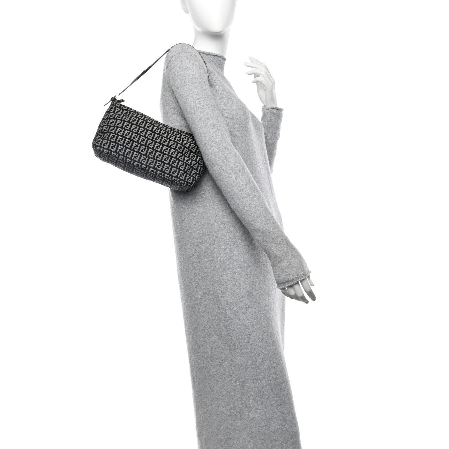 Fendi Zucchino Vitello Pochette Black White 2 of 10