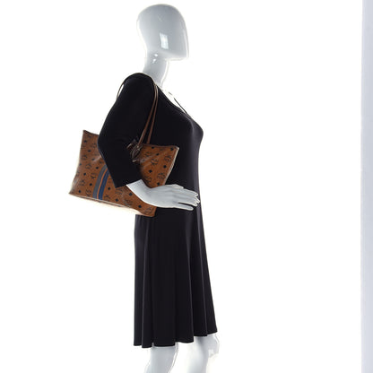 MCM Visetos Dog Bone Striped Shopper Tote Cognac 2 of 12