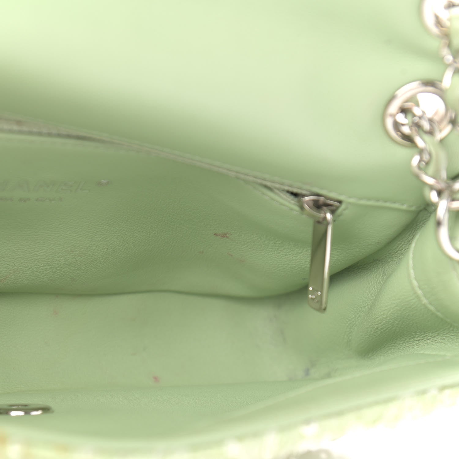 Chanel Sequin Mini Waterfall Flap Green Light Green Yellow 13 of 16