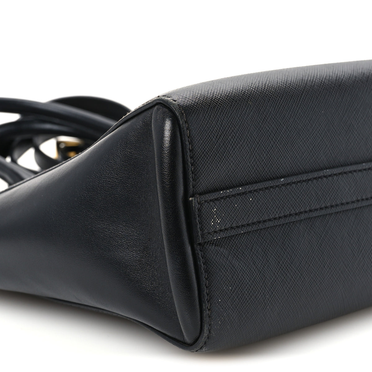 Saffiano Soft Calfskin Small Zippered Tote Black