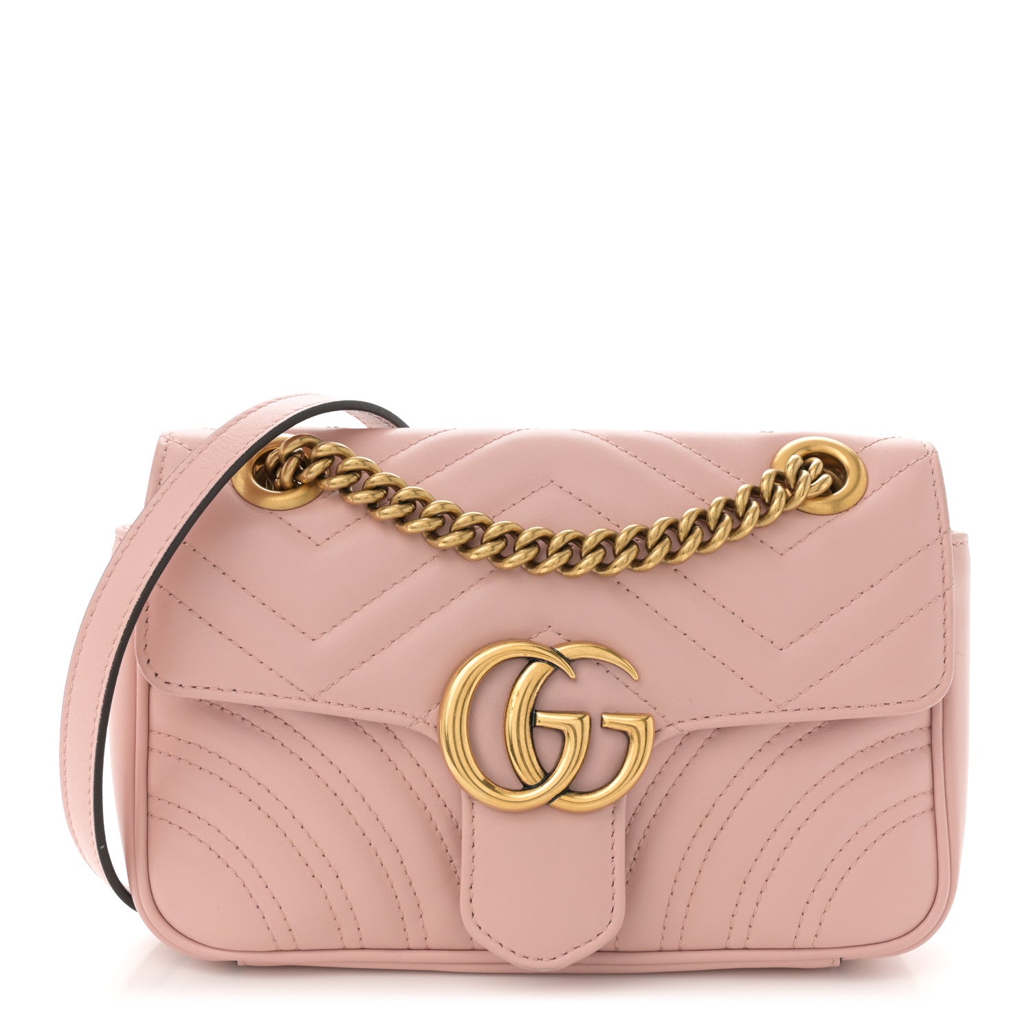 Gucci Calfskin Matelasse Mini GG Marmont Shoulder Bag Perfect Pink 1 of 13