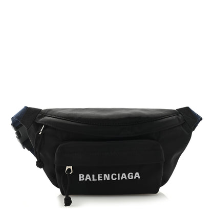 Balenciaga Sport Nylon Logo Embroidered Small Wheel Beltpack Black 1 of 8