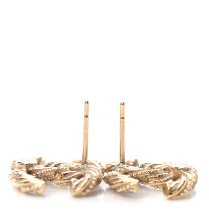 Chanel Crystal Twisted CC Earrings Gold 3 of 4