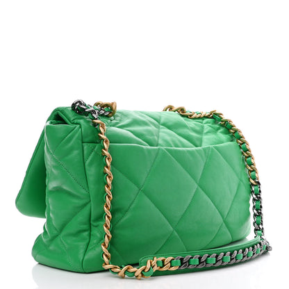 Chanel Lambskin Quilted Maxi Chanel 19 Flap Green 3 of 10
