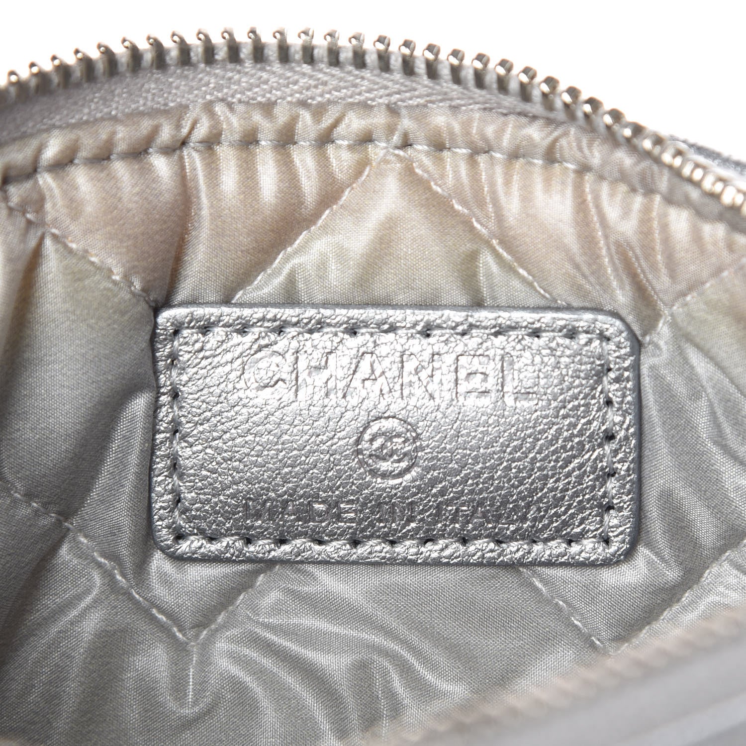 Chanel Metallic Sheepskin Chevron Quilted Small Vintage Mademoiselle Cosmetic Case Silver 8 of 10