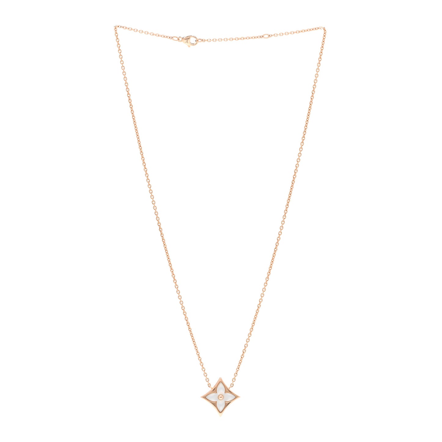 18K Pink Gold Mother Of Pearl Blossom Pendant Necklace
