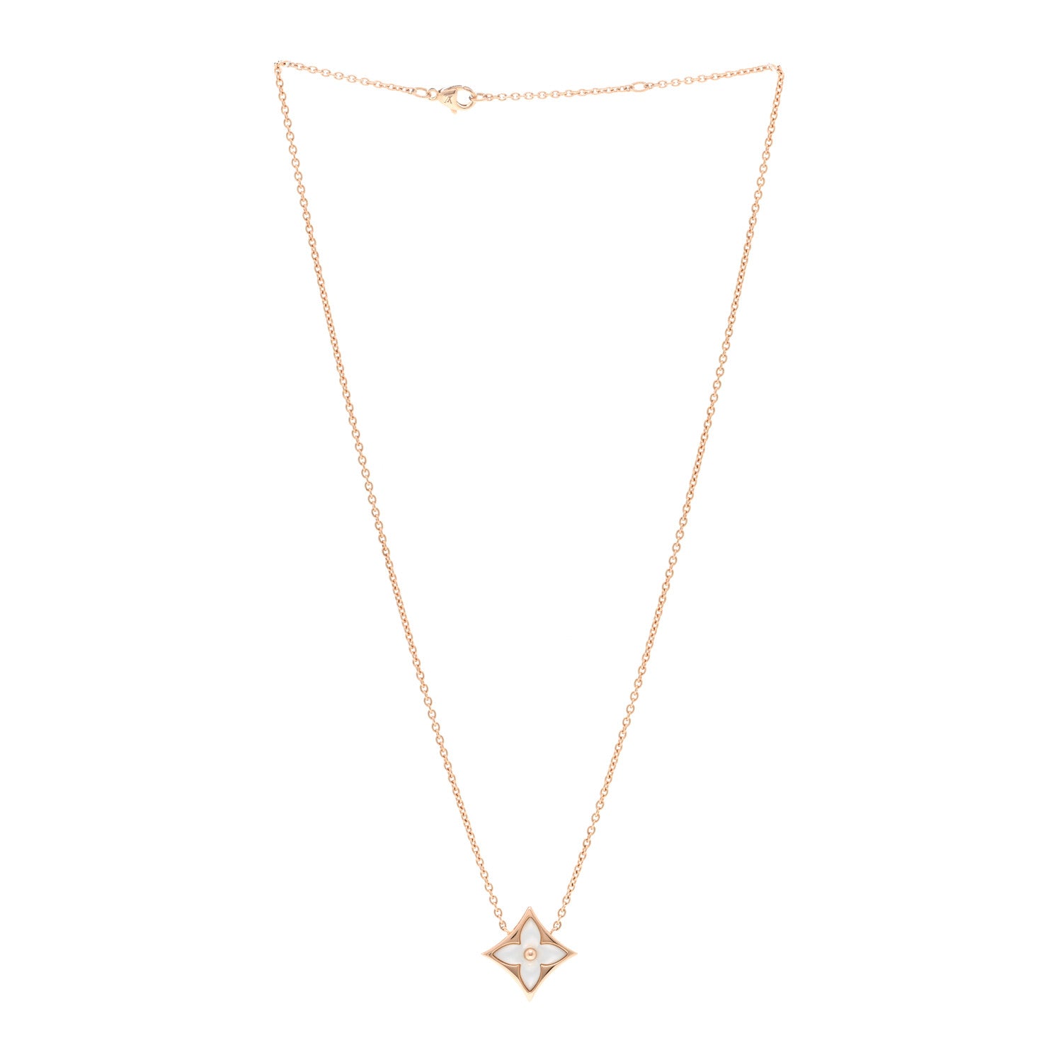 Louis Vuitton 18K Pink Gold Mother Of Pearl Blossom Pendant Necklace 3 of 5