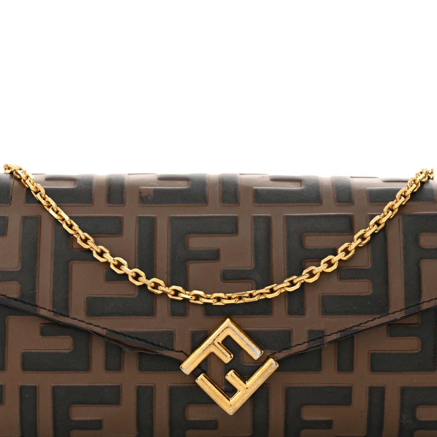 Fendi Vitello Soft FF Diamonds Continental Envelope Wallet On Chain Maya Black 8 of 14