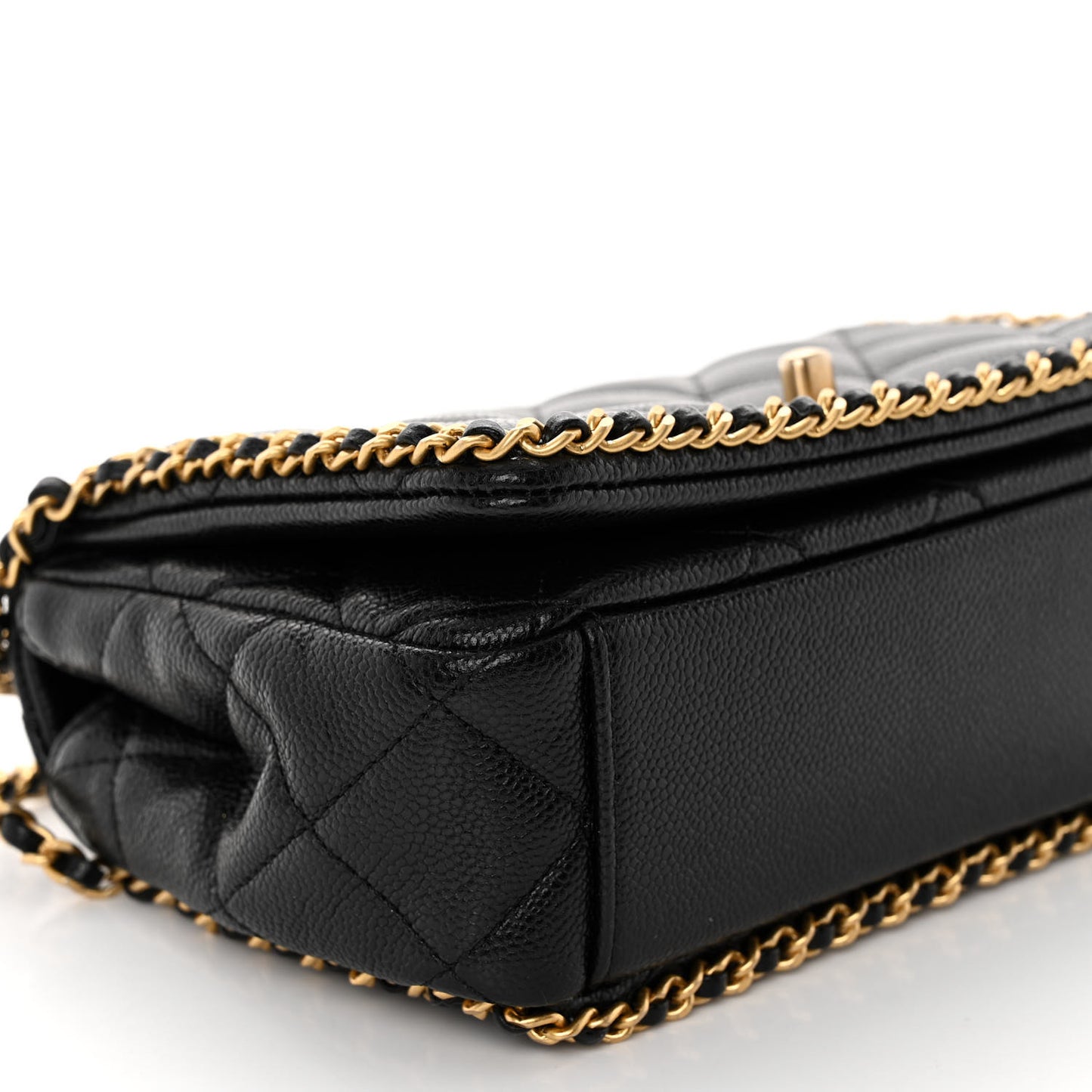 Caviar Quilted Mini Never Ending Chain Flap Black